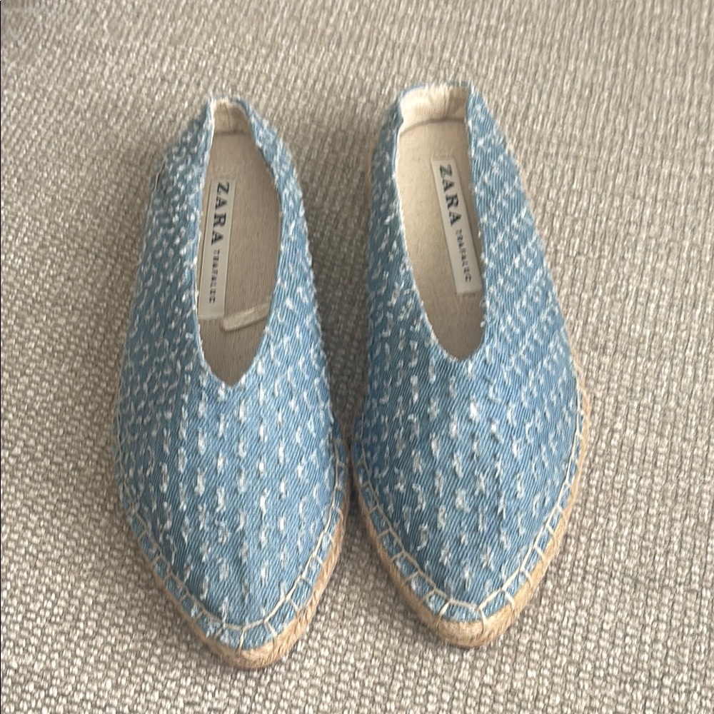 Zara Denim Blue Slip-On Espadrilles